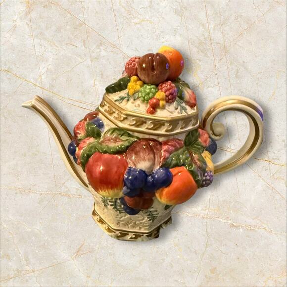 Fitz & Floyd Classics 3-Piece Fruit Embossed Teapot, Sugar Bowl & Creamer Set - Picture 10 of 14